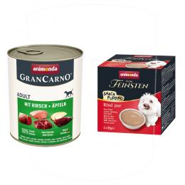 24 x 800 g animonda GranCarno Original Adult + 3 x 85 g Snack-Pudding gratis! - Hirsch & Äpfel