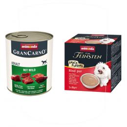 24 x 800 g animonda GranCarno Original Adult + 3 x 85 g Snack-Pudding gratis! - mit Wild