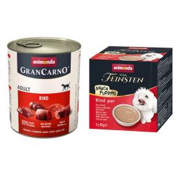 24 x 800 g animonda GranCarno Original Adult + 3 x 85 g Snack-Pudding gratis! - Rind