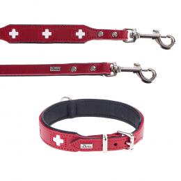 HUNTER Set: Halsband Swiss + Hundeleine Swiss - Halsband Größe 55 + Leine 200 cm, 18 mm