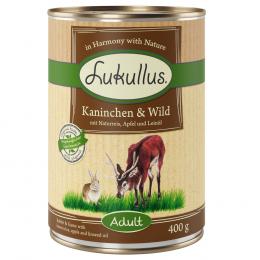 Angebot für Lukullus Naturkost Einzeldose 1 x 400 g - Kaninchen, Wild, Naturreis, Apfel, Leinöl - Kategorie Hund / Hundefutter nass / Lukullus Naturkost / Lukullus Probierpakete.  Lieferzeit: 1-2 Tage -  jetzt kaufen.