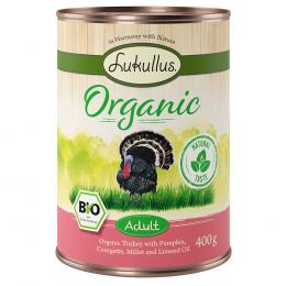 Angebot für Lukullus Organic Adult Pute mit Zucchini (glutenfrei) - 6 x 400 g - Kategorie Hund / Hundefutter nass / Lukullus Naturkost / Lukullus Organic.  Lieferzeit: 1-2 Tage -  jetzt kaufen.