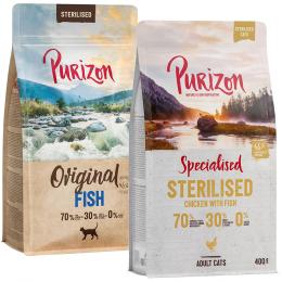 Angebot für Probiermix Purizon 2 x 400 g  - Sterilised Mix: Huhn & Fisch +  Fisch - Kategorie Katze / Katzenfutter trocken / Purizon / Gemischte Pakete.  Lieferzeit: 1-2 Tage -  jetzt kaufen.