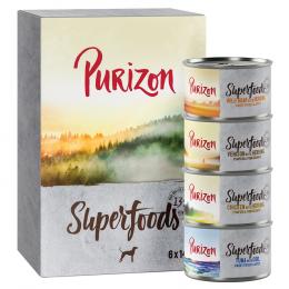 Purizon Superfoods 24 x 140 g - Mixpaket (8xHuhn, 8xThunfisch, 4xWildschwein, 4xWild)