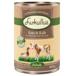 Angebot für Sparpaket Lukullus Naturkost 24 x  400 g - Adult Ente & Kalb (getreidefrei) - Kategorie Hund / Hundefutter nass / Lukullus Naturkost / Lukullus Sparpakete.  Lieferzeit: 1-2 Tage -  jetzt kaufen.
