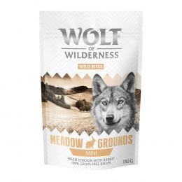 Sparpaket Wolf of Wilderness Snack - Wild Bites 3 x 180 g - Neu: MINI Meadow Grounds - Kaninchen & Huhn (kleine Würfel)