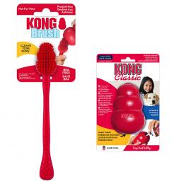 Sparset: KONG Classic + KONG Reinigungsbürste - KONG Classic L (10 cm) + Reinigungsbürste S-XXL