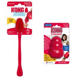 Sparset: KONG Classic + KONG Reinigungsbürste - KONG Classic M (8,5 cm) + Reinigungsbürste S-XXL