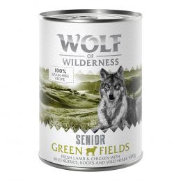 Wolf of Wilderness Senior 6 / 24 x 400 g - Duo-Protein Rezeptur - 6 x 400 g: Green Fields - Lamm & Huhn