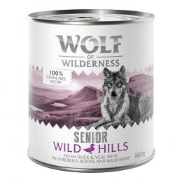 Wolf of Wilderness Senior - Duo-Protein 6 / 24 x 800 g  - 24 x 800 g: Wild Hills - Ente & Kalb