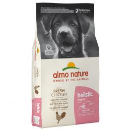1 kg gratis! 12 kg Almo Nature Holistic - Puppy Huhn & Reis Medium