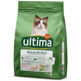 1 kg gratis! 7,5 kg Ultima Cat - Hairball Truthahn & Reis