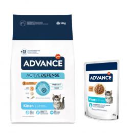 10 kg / 15 kg Advance Trockenfutter + 12 x 85 g passendes Nassfutter zum Sonderpreis! - 10 kg Kitten + 12 x 85 g Kitten Huhn
