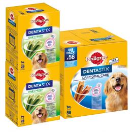 112 x Pedigree Dentastix Tägliche Zahnpflege/ Fresh Tägliche Frische - Dentastix x 56 + Dentastix Fresh x 56 - für große Hunde (>25 kg)