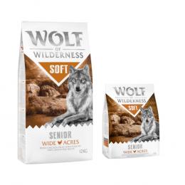12 + 2 kg gratis! 14 kg Wolf of Wilderness Trockenfutter - SENIOR 'Soft' Wide Acres - Huhn (halbfeucht)