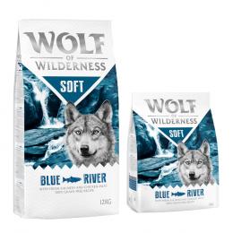 12 + 2 kg gratis! 14 kg Wolf of Wilderness Trockenfutter -  'Soft' Blue River - Lachs (halbfeucht)