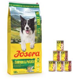 12,5 kg Josera Adult + 6 x 400 g / 800 g Meatlovers Nassfutter gratis! - 12,5 kg Lachs & Kartoffel + 6 x 400 g Pure Mix (4 Sorten)