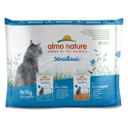 12 + 6 gratis! 18 x 70 g Almo Nature Holistic - Sterilised Huhn & Kabeljau