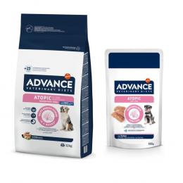 12 kg Advance Veterinary Diets + 8 x 150 g passendes Nassfutter zum Sonderpreis! - Atopic mit Forelle + 8 x 150 g Atopic Mini