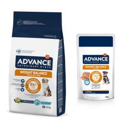 12 kg Advance Veterinary Diets + 8 x 150 g passendes Nassfutter zum Sonderpreis! - Weight Balance Medium/Maxi + 8 x 150 g Weight Balance Mini