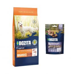 12 kg Bozita Original + 2 x 70 g Meaty Bites mit Hirsch & Ente gratis! - Adult Sensitive Haut & Fell mit Lachs & Reis - Weizenfrei