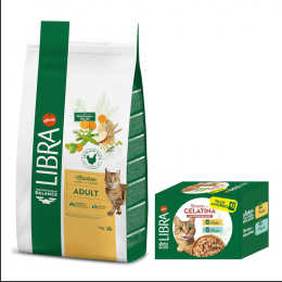12 kg Libra Adult + 12 x 85 g passendes Nassfutter gratis! - Huhn + Geflügelauswahl in Gelee Huhn & Truthahn