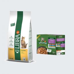 12 kg Libra Trockenfutter + 8 x 85 g Ultima Sterilized Nassfutter-Mix gratis! - Adult Huhn