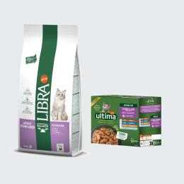 12 kg Libra Trockenfutter + 8 x 85 g Ultima Sterilized Nassfutter-Mix gratis! - Adult Sterilized Huhn