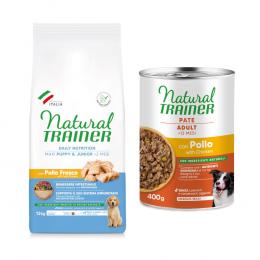 12 kg Natural Trainer + 2 x 400 g passendes Nassfutter gratis! - Puppy & Junior Maxi mit Huhn + Pate Medium & Maxi Adult mit Huhn