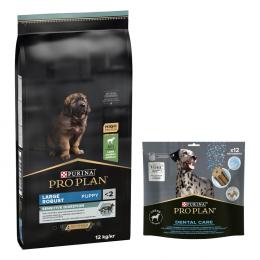 12 kg PURINA PRO PLAN Puppy + Dental Care passender Snack gratis! - Large Robust Sensitive Digestion Lamm + für große Hunde 426 g