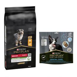 12 kg PURINA PRO PLAN Puppy + Dental Care passender Snack gratis! - Medium Healthy Start + Medium Dog 345 g