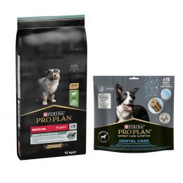 12 kg PURINA PRO PLAN Puppy + passender Snack gratis! - Medium Lamm & Reis Sensitive Digestion + Dental Care Medium Dog 345 g