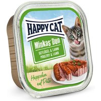 12 x 100 g | Happy Cat | Duo Paté auf Häppchen Geflügel & Lamm Minkas | Nassfutter | Katze