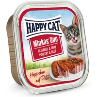 12 x 100 g | Happy Cat | Duo Paté auf Häppchen Geflügel & Rind Minkas | Nassfutter | Katze