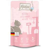 12 x 125 g | Mjamjam | Quetschies Kitten saftiges Hühnchen mit Lachsöl Mahlzeit | Nassfutter | Katze