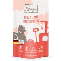 12 x 125 g | Mjamjam | Quetschies Mahlzeit mit leckeren Herzen Mahlzeit | Nassfutter | Katze