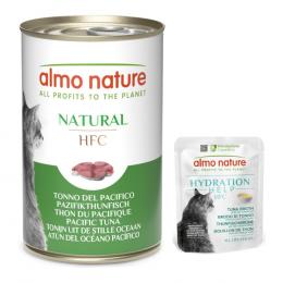 12 x 140 g Almo Nature HFC Natural + 6 x 50 g Hydration Help gratis! - Pazifikthunfisch + Thunfischbrühe mit Thunfischfilet