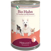 12 x 150 g | Herrmanns | Adult Bio-Huhn mit Fenchel, Zucchini und Buchweizen Selection | Nassfutter | Hund