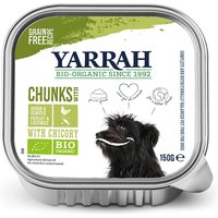 12 x 150 g | Yarrah | Bio-Bröckchen mit Huhn & Chicorée | Nassfutter | Hund