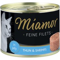 12 x 185 g | Miamor | Mit Thun und Shrimps Feine Filets | Nassfutter | Katze
