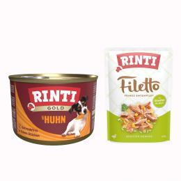12 x 185 g RINTI Gold + 100 g Filetto Pouch in Jelly mit Ente & Gemüse gratis! - Huhnstückchen
