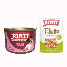 12 x 185 g RINTI Gold + 100 g Filetto Pouch in Jelly mit Ente & Gemüse gratis! - Kalbstückchen