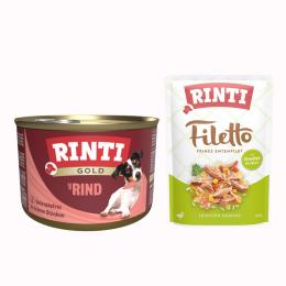 12 x 185 g RINTI Gold + 100 g Filetto Pouch in Jelly mit Ente & Gemüse gratis! - Rindstückchen