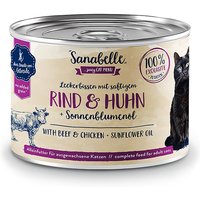 12 x 195 g | Sanabelle | Adult mit Rind & Huhn Leckerbissen | Nassfutter | Katze