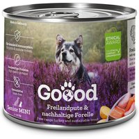 12 x 200 g | Goood | Senior Freilandpute & Nachhaltige Forelle Mini | Nassfutter | Hund