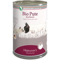 12 x 200 g | Herrmanns | Bio-Pute Reinfleisch  Kreativ-Mix | Nassfutter | Hund,Katze