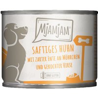 12 x 200 g | Mjamjam | Saftiges Huhn mit zarter Ente Mahlzeit | Nassfutter | Hund