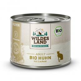 12 x 200 g | Wildes Land | Huhn mit Lachsöl BIO Adult | Nassfutter | Katze