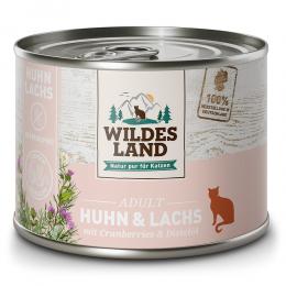 12 x 200 g | Wildes Land | Huhn und Lachs mit Distelöl Classic Adult | Nassfutter | Katze