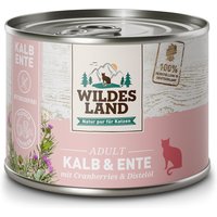 12 x 200 g | Wildes Land | Kalb und Ente Classic Adult | Nassfutter | Katze